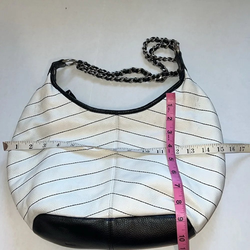 Bodhi Hobo Leather Slouchy White/ Black Shoulder Handbag